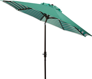 Safavieh Athens Inside Out Striped 9ft Crank Outdoor Auto Tilt Umbrella Dark Green/White Furniture  Feature