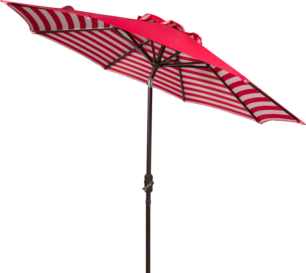 Safavieh Athens Inside Out Striped 9ft Crank Outdoor Auto Tilt Umbrella Red/White Furniture  Feature