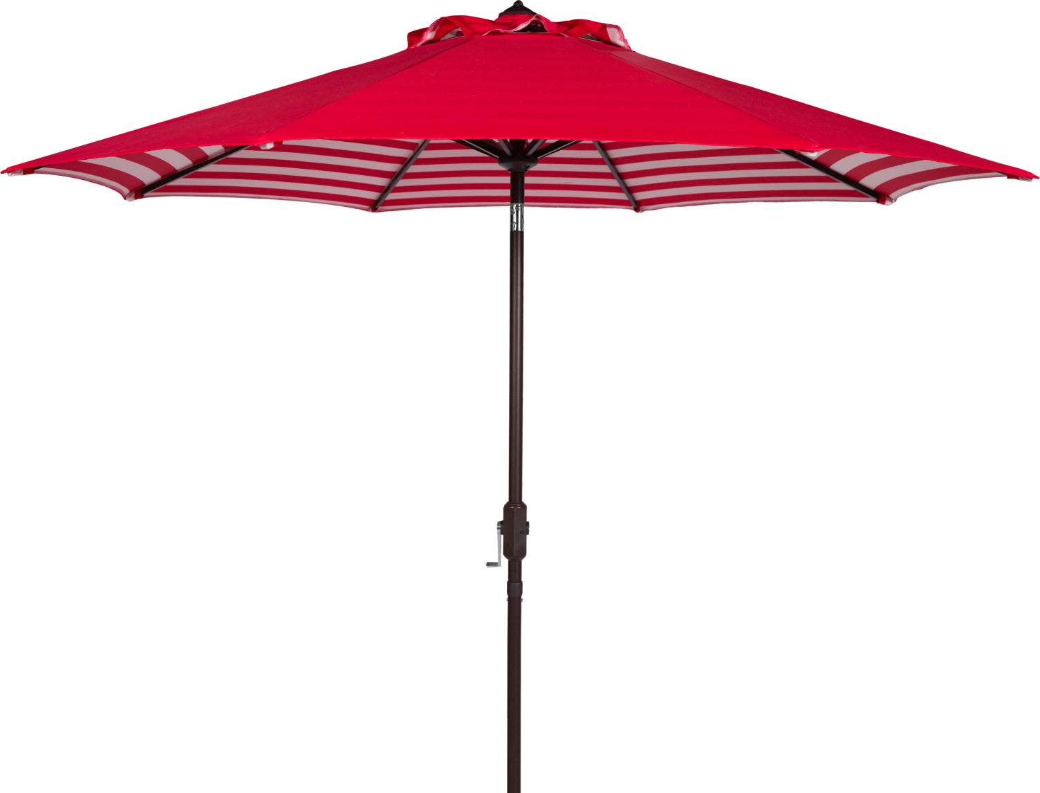 Safavieh Athens Inside Out Striped 9ft Crank Outdoor Auto Tilt Umbrella Red/White Furniture main image