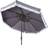 Safavieh Milan Fringe 9ft Crank Outdoor Push Button Tilt Umbrella Grey/White Furniture  Feature