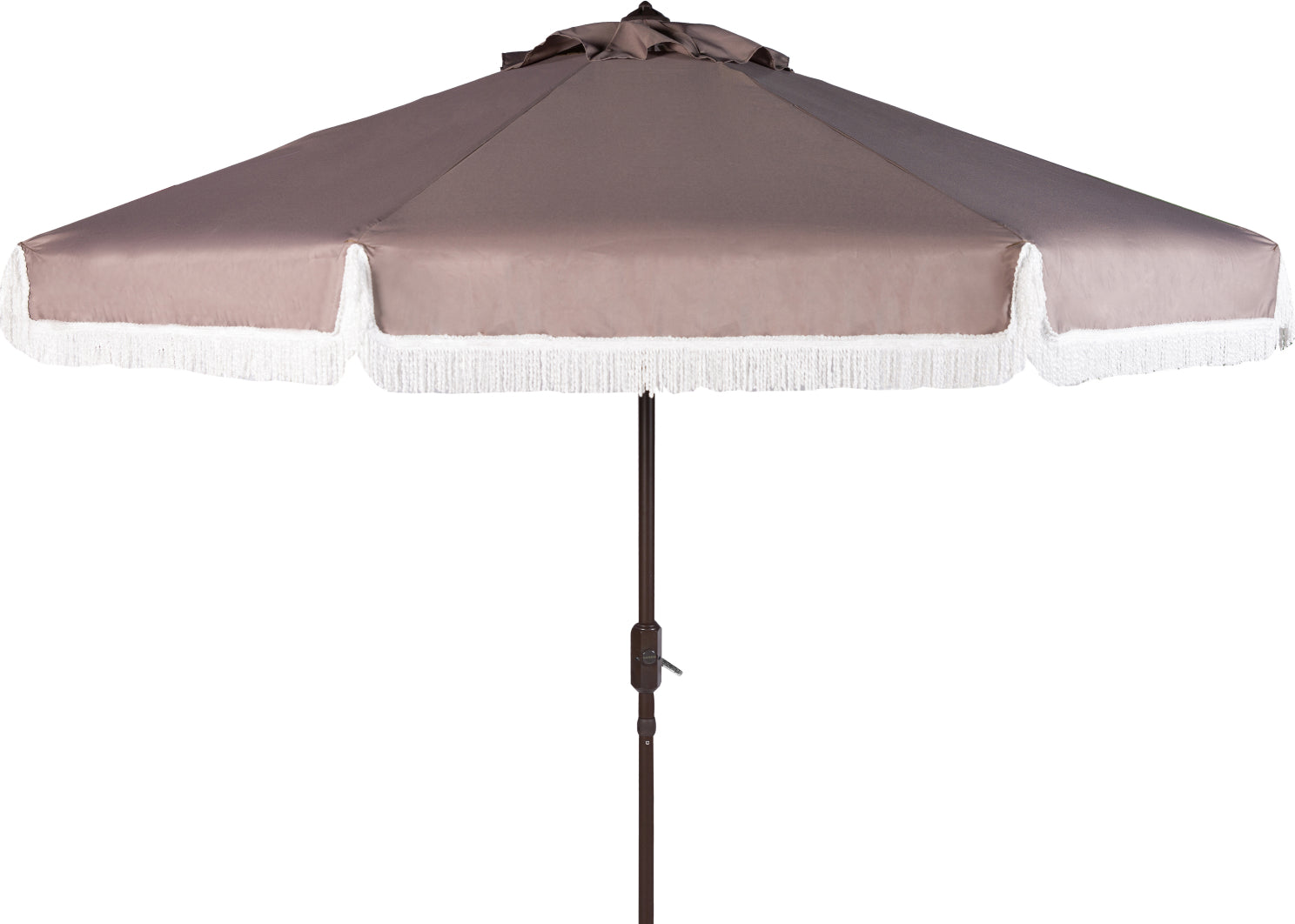Safavieh Milan Fringe 9ft Crank Outdoor Push Button Tilt Umbrella Grey/White Furniture main image