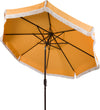 Safavieh Milan Fringe 9ft Crank Outdoor Push Button Tilt Umbrella Yellow/White Trim Furniture 