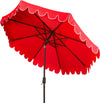 Safavieh Venice Single Scallop 9ft Crank Outdoor Push Button Tilt Umbrella Red/White Furniture 