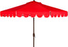 Safavieh Venice Single Scallop 9ft Crank Outdoor Push Button Tilt Umbrella Red/White Furniture main image