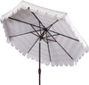 Safavieh Maui Single Scallop Striped 9ft Crank Push Button Tilt Umbrella Beige/White Furniture 