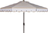Safavieh Maui Single Scallop Striped 9ft Crank Push Button Tilt Umbrella Beige/White Furniture main image