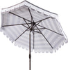 Safavieh Maui Single Scallop Striped 9ft Crank Push Button Tilt Umbrella Grey/White Furniture 