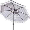 Safavieh Maui Single Scallop Striped 9ft Crank Push Button Tilt Umbrella Grey/White Furniture 