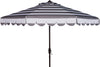 Safavieh Maui Single Scallop Striped 9ft Crank Push Button Tilt Umbrella Grey/White Furniture main image