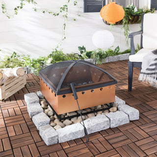 Safavieh Wyatt Square Fire Pit Copper/Black Furniture  Feature