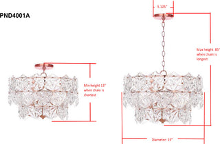 Safavieh Sia 4 Light 19-Inch Dia Adjustable Pendant Clear/Copper Lamp Mirror 