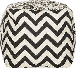 Safavieh Victorian Liz Pouf Black and Natural Furniture main image