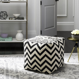 Safavieh Victorian Liz Pouf Black and Natural Furniture  Feature