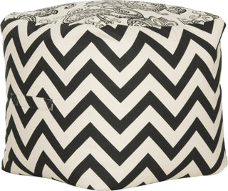 Safavieh Victorian Liz Pouf Black and Natural Furniture 