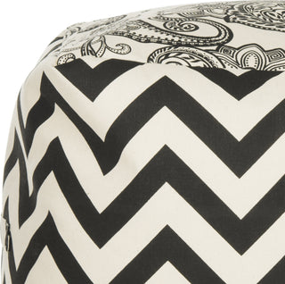 Safavieh Victorian Liz Pouf Black and Natural Furniture 