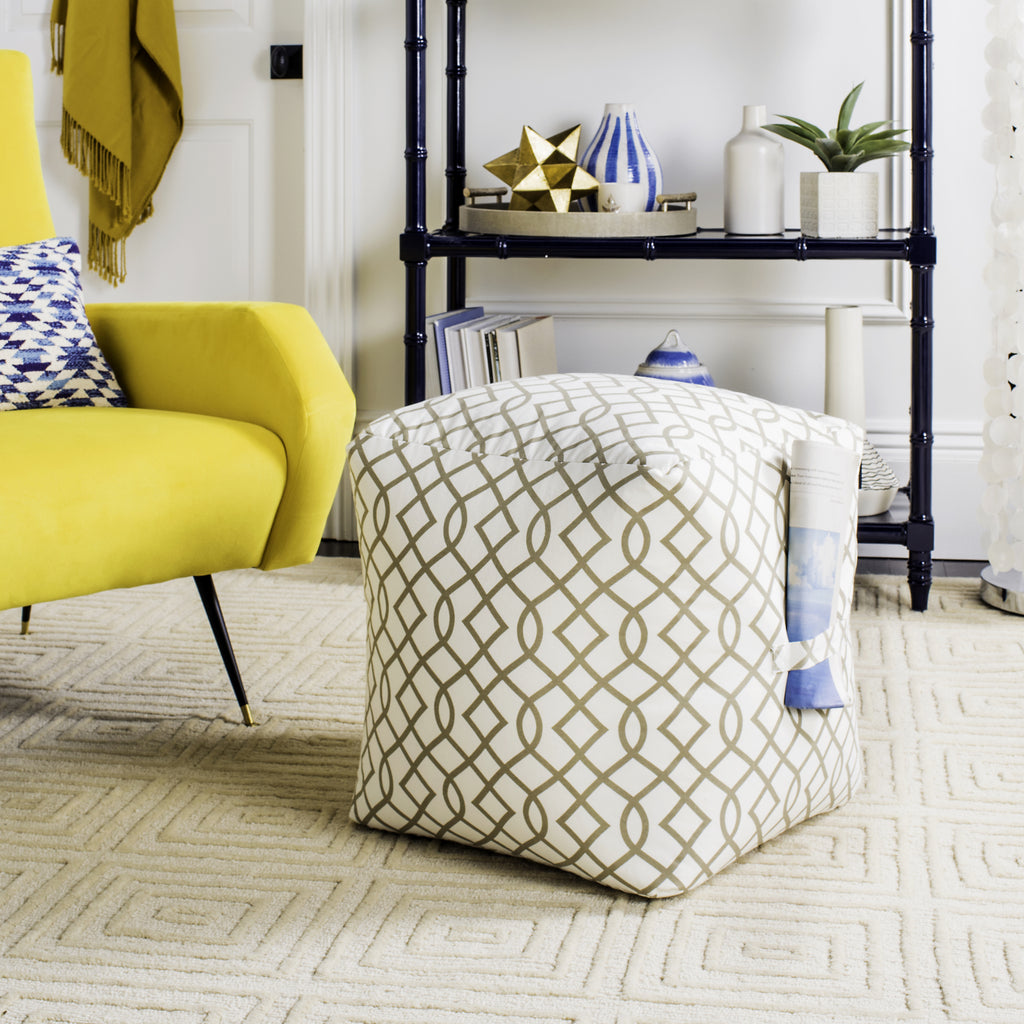 Safavieh Charles Infiniti Pouf Grey and White Furniture  Feature
