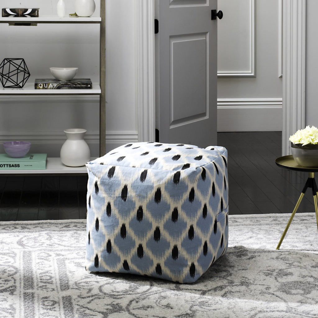 Safavieh Pierre Pouf Light Blue and Black Natural Furniture  Feature