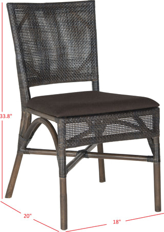 Safavieh Capri 17''H Rattan Side Chair Dark Brown Furniture 