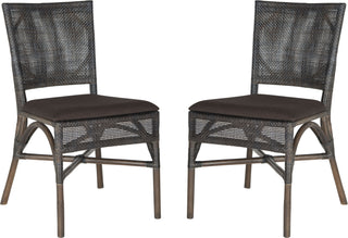 Safavieh Capri 17''H Rattan Side Chair Dark Brown Furniture 