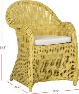 Safavieh Callista Wicker Club Chair Yellow Furniture 