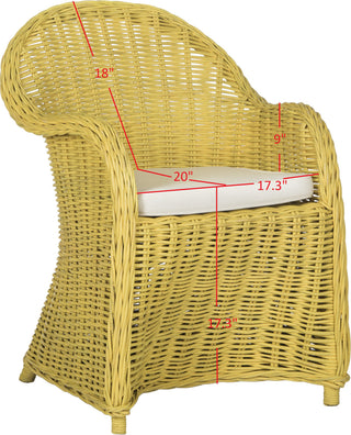 Safavieh Callista Wicker Club Chair Yellow Furniture 