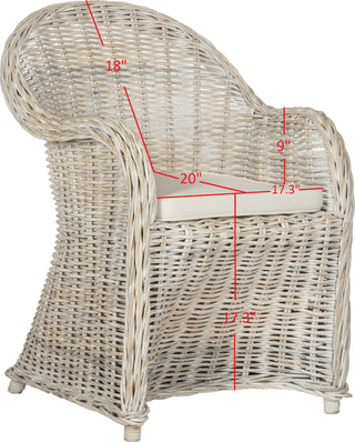 Safavieh Callista Wicker Club Chair White Wash Furniture 