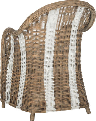 Safavieh Hemi Striped Wicker Club Chair Brown and White Furniture 