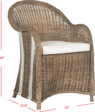 Safavieh Hemi Striped Wicker Club Chair Brown and White Furniture 