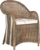 Safavieh Hemi Striped Wicker Club Chair Brown and White Furniture 