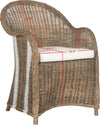 Safavieh Hemi Striped Wicker Club Chair Brown and White Furniture 