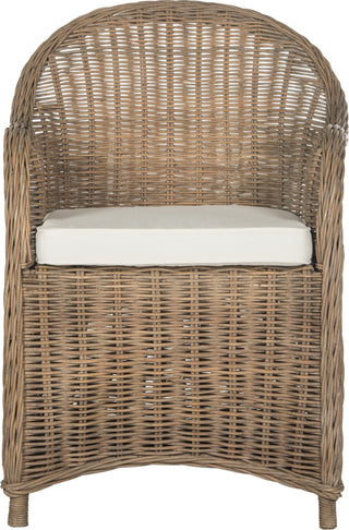 Safavieh Hemi Striped Wicker Club Chair Brown and White Furniture main image