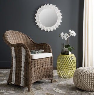 Safavieh Hemi Striped Wicker Club Chair Brown and White  Feature