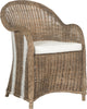 Safavieh Hemi Striped Wicker Club Chair Brown and White Furniture 