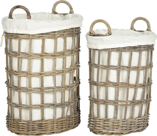 Safavieh Adisa Wicker Storage Hamper-Two In One Natural Furniture 