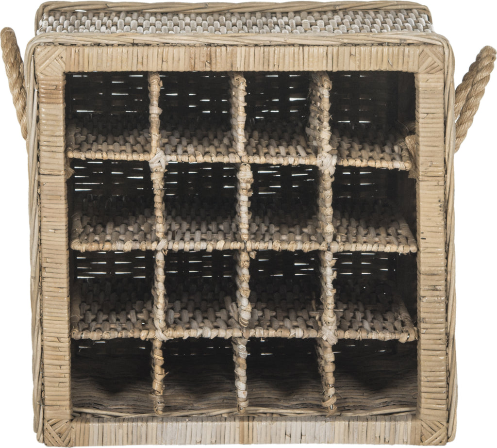 Safavieh Aziza 16 Bottle Wicker Wine Rack Natural Furniture main image