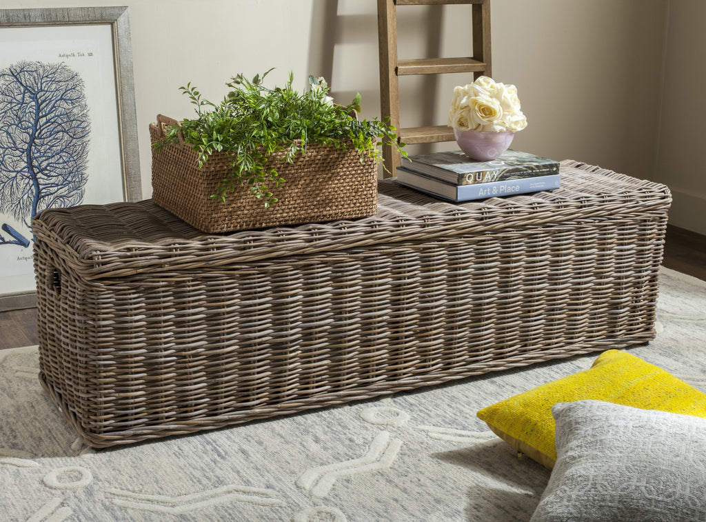 Safavieh Caius Wicker Bench With Storage Natural Furniture  Feature