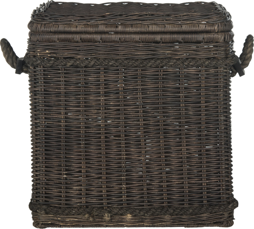 Safavieh Sidonie Wicker Storage Hamper Dark Brown Furniture main image