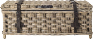 Safavieh Navarro Rattan Coffee Table Trunk Grey Furniture main image