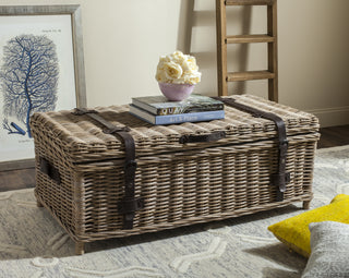 Safavieh Navarro Rattan Coffee Table Trunk Grey Furniture  Feature