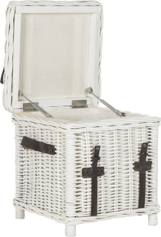 Safavieh Kacia Wicker Side Trunk White Furniture 