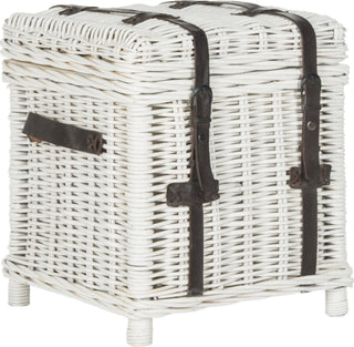 Safavieh Kacia Wicker Side Trunk White Furniture 