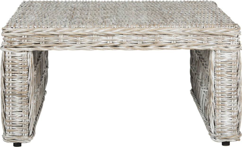 Safavieh Shila Wicker Coffee Table White Wash Furniture main image