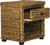 Safavieh Magi Natural Brown Wicker Nightstand With Drawer and 8''H Storage Abaca Furniture 