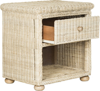 Safavieh Adira Natural White Wash Wicker Nightstand With Drawer and 8''H Storage Furniture 