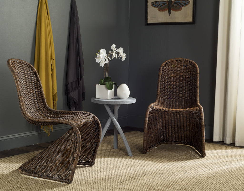 Safavieh Tana Wicker Side Chair Brown and Multi Furniture  Feature