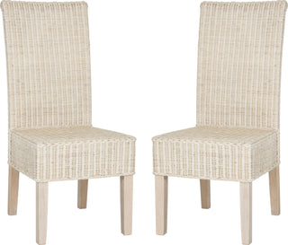 Safavieh Arjun 18''H Wicker Dining Chair White Wash Furniture 