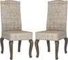 Safavieh Milos 18''H Wicker Dining Chair White Wash Furniture 