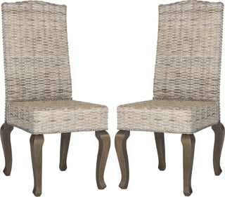 Safavieh Milos 18''H Wicker Dining Chair White Wash Furniture 