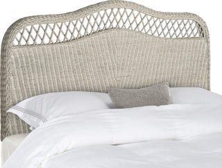 Safavieh Sephina Antique Grey Rattan Headboard Bedding 