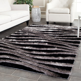 Safavieh Shag 3d Black/Grey Area Rug Room Scene Feature